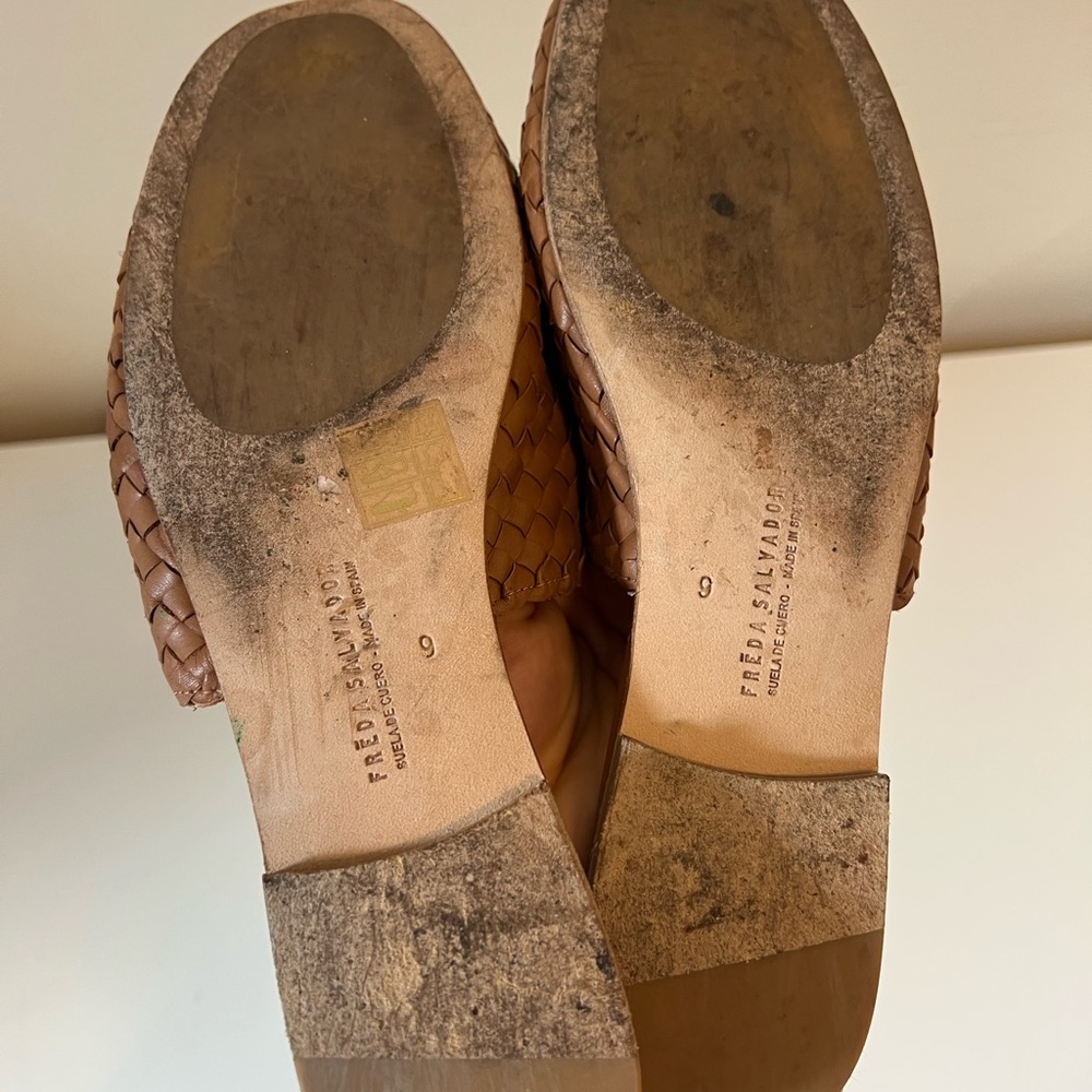 Freda Salvador Tan Woven Leather Slides - Picture 4 of 4